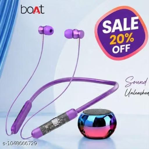 Neckband Wireless Bluetooth Earphones Hydro Purple True Wireless Bluetooth Earphones with 30 Hours Playtime & Compatible for all