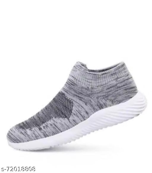 Grey Solid Running Shoes For Men