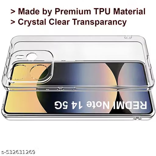 GOLKI COVERS Back Cover for Redmi Note 14 5G (Transparent, Camera Bump Protector, Silicon, Pack of: 1)