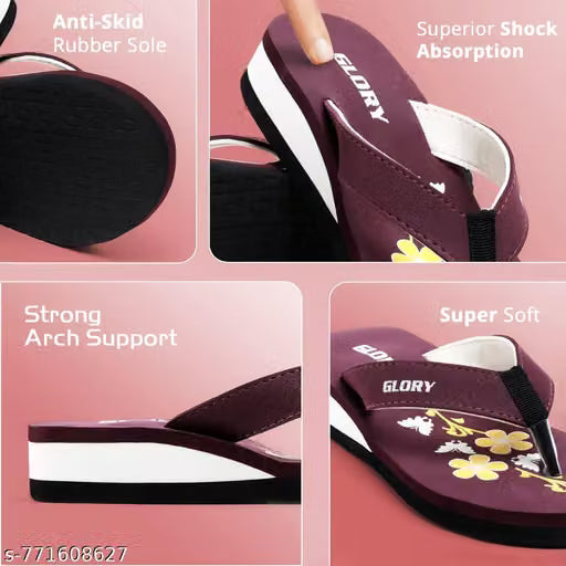KOEE Women's Flatform Heel Slipper Flipflop/Daily Flipflops/Slipper For Girl Women Stylish | Super Soft | Ultra-Light |Flip-Flop Daily Use | Casual wear| Anti Skid |Thong Slippers for Women