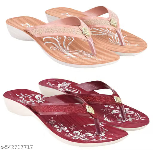 Astel Multicolor Combo of Women's Slippers and Flipflop - Pack of 2