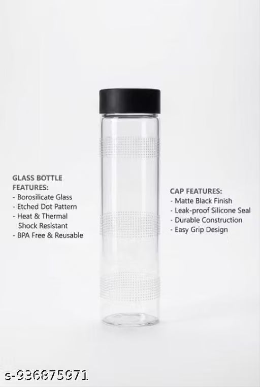 750ML Black Cap Water Bottle Pack of 4 | Family Water Bottle Combo