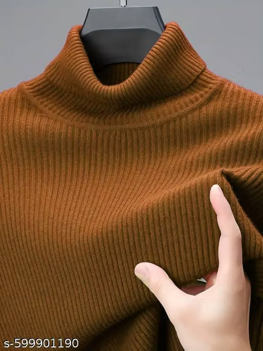 Men’s ribbed knit turtleneck sweater slim fit long sleeve pullover for winter warm and cozy casual knitted top