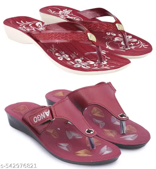 Latest Combo of Women's stylish slippers - Pack of 2 Ladies Premium Chappals