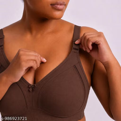 Premium Non-Padded Full Coverage Plus Size Bra for Women | Wide Straps | Heavy Bust Support | Comfortable Everyday Wear Bra (Pack of 2) Brown Bra Grey Bra Premium Gold Bra for women