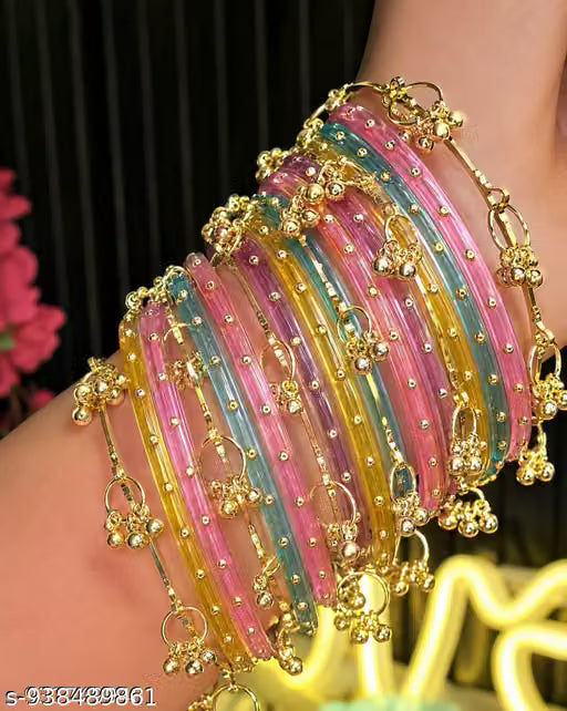 TRENDING KASHIMIRI GHUNGROO WITH NAG BANGLES (Light MULTI COLOR)