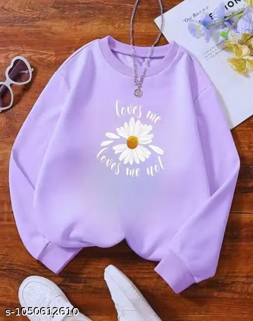 LOVES ME FLOWER Sweatshirt for women Graphic Printed LAVENDAR sweatshirt pullover women sweatshirt women winter wear oversized hoodie/pullover LAVENDAR hoodie essential hoodie