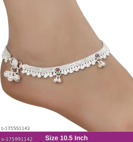 Womensky silver payal anklet for women and girls for wedding party and daily