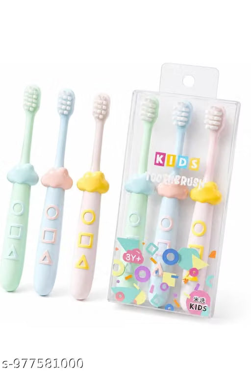 NNBB Kids Soft Bristle Toothbrush Set Pack of 3 | BPA Free | Easy Grip Handle | 3+ Years Multicolor