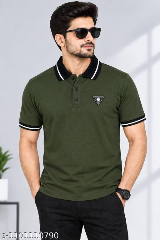 Men's Premium Olive Green Polo T-Shirt | Regular Fit Half Sleeve Casual T-Shirt