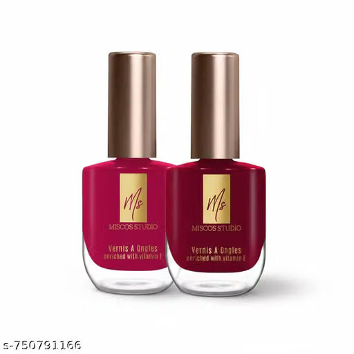 Miscos Glossy Combo Nail Enamel | MS05_S_802-815_PK-2 | 15 Ml - Pack Of 2 Nail Paint with Quick Dry, Chip Resistant Nail Polish – No-Toxin, Vegan, Long Lasting Gel Finish with High Shine Nail Lacquer