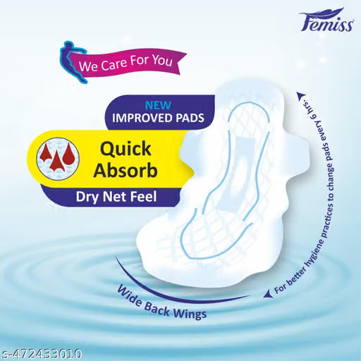 Femiss Soft & Rash Free Sanitary Pads for Women and Girls | Quick Absorption | Heavy Flow Champion | Leakage-Proof | Skin Friendly Straight pads ( XL-Size, 290 MM, 40 PCS)