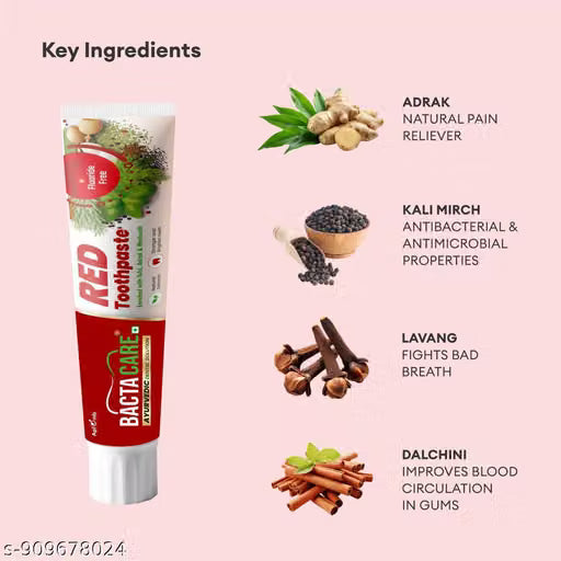 Bactacare Red Toothpaste - An ayurvedic gum care - 100g Pack of 4