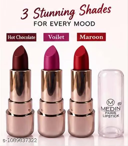 Medin Paris Copper Women Special Matte Lipsticks combo set (3) maroona voilet hot chocolatea