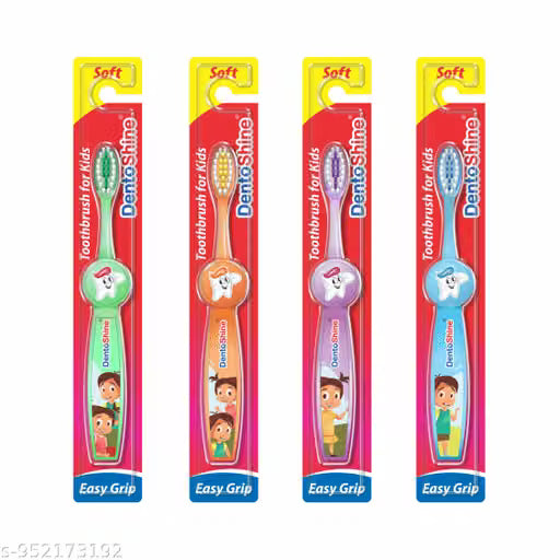 DentoShine Easy Grip Toothbrush for Kids Pack of 4