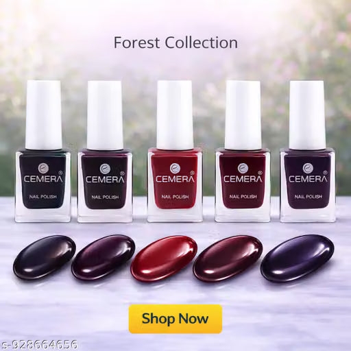 Cemera Nail Polish FOREST - Nature Green Collection (Pack of 5, 8ml)