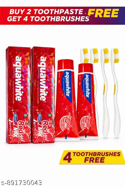 Aqualit Gel Flavour Toothpaste 150 Gram With 4 Toothbrush Pack Of 2