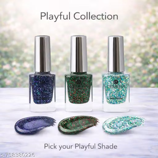 CEMERA PLAYFUL Nail Polish Combo Pack of 3 (10ml Each) | High Pigment | Quick Dry | Glossy Finish