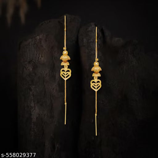 Earrings Suidhaga Earrings Golden earrings Premium Collection Of Bollywood Tollywood Stylish Long Suidhaga Earrings For Women And Girls (Pack of 1 Pair)