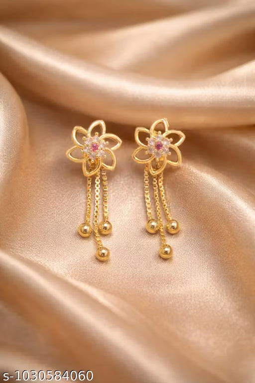 Hanging Crystal Stud Long Chain Drop Earrings.