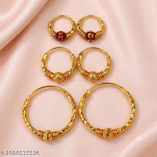 Elegant Gold Bali Earrings Combo – Stylish traditional hoop earrings perfect for daily wear, festive looks & special occasions. #BaliEarrings #GoldEarrings #JewelleryCombo