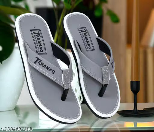 Men Flip Flops for Men | Comfortable Daily Wear Slippers | Soft Lightweight Rubber Chappal | Grey Casual Flip Flops for Men