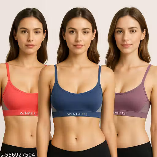 "Wingerie Everyday Comfort Sports Bra Combo – Pack of 3 | Stylish & Budget-Friendly"