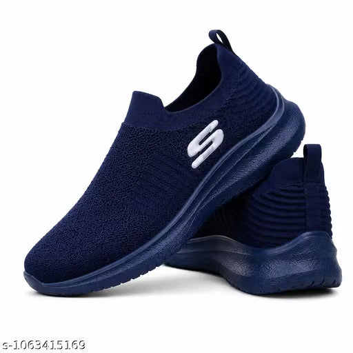Men's Navy Blue Sports Shoes | Lightweight Slip-On Running & Walking Shoes