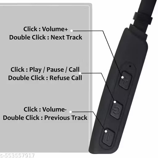 Neckband True Wireless Bluetooth Earphones with 8 Hours Playtime & Compatible for all Smartphones (Black)