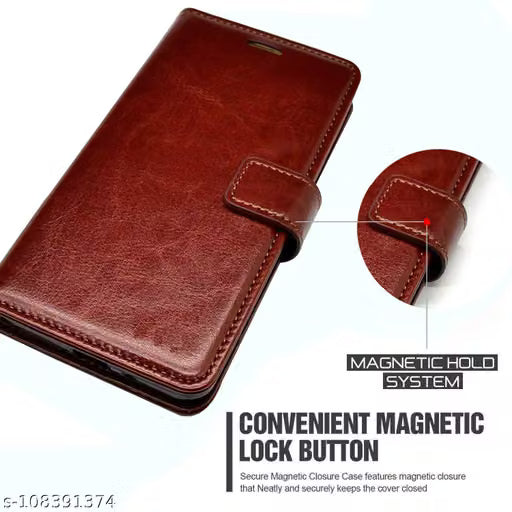 Mobihopper PU Leather Flip Cover Wallet Case with TPU Silicone Back Cover Case Cover for Samsung Galaxy J8 / Samsung Galaxy A6 Plus - Brown