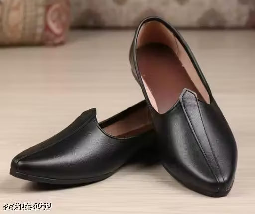 Men’s Black Formal Leather Slip-On Shoes | Classic Office & Ethnic Wear Footwear for Daily & Occasion Use