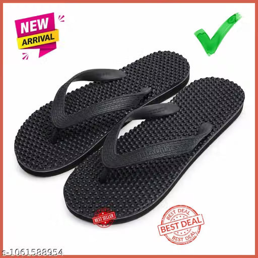 Men Black Flip Flops | Massage Slippers for Men | Comfortable Anti Skid