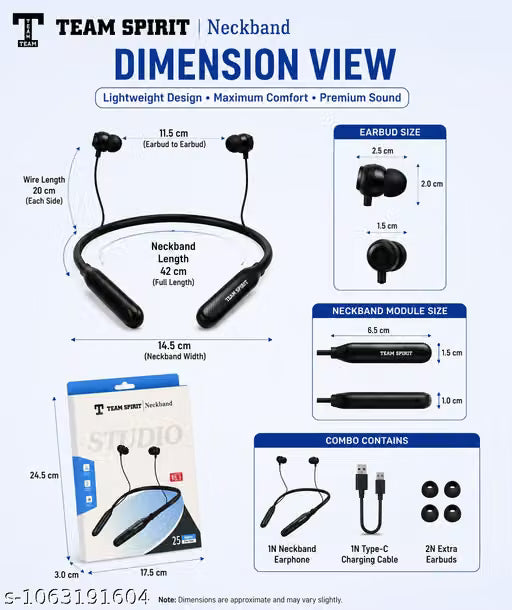 eam Spirit Bluetooth 5.1 Neckband Earphones with Magnetic Earbuds,
