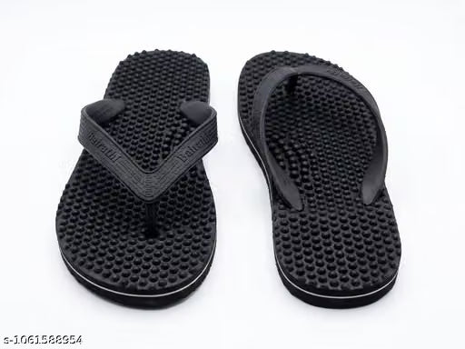 Men Black Flip Flops | Massage Slippers for Men | Comfortable Anti Skid