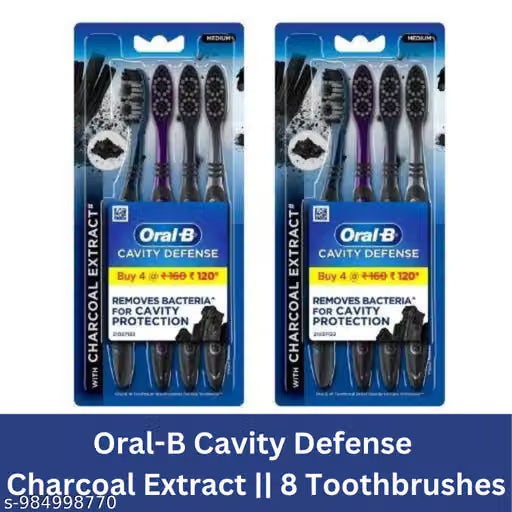 Oral-B Cavity Defense Charcoal Medium Toothbrush - 8 brush (4 x 2)