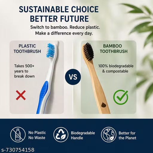 EE Bamboo toothbrush with Soft Bristles (Pack of 6)