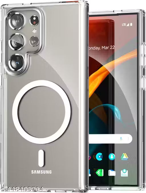 Samsung Galaxy S24 Ultra TPU + Poly Carbonate | White Ultra Hybrid Metal Ring MagFit Back Cover Case cover