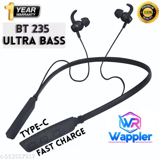 Neckband True Wireless Bluetooth Earphones with 8 Hours Playtime & Compatible for all Smartphones (Black)