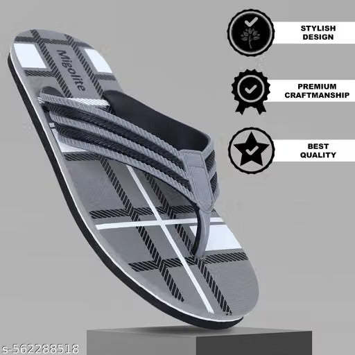 Migolite Men's Stylish Checked Flip-Flops | Soft Sole Casual Slippers for Daily Comfort