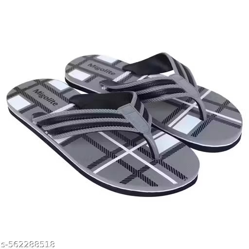 Migolite Men's Stylish Checked Flip-Flops | Soft Sole Casual Slippers for Daily Comfort