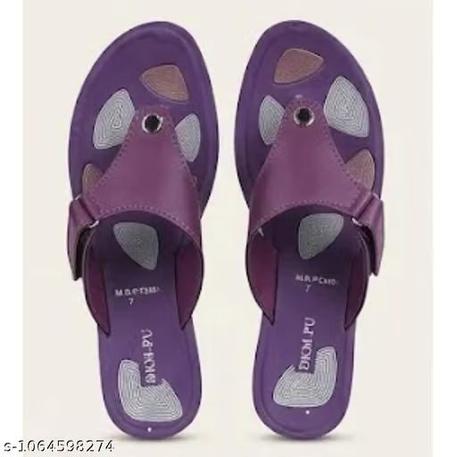 DKM-PU Stylish Purple Wedges Slippers for Women & Girls | Lightweight Daily & Casual Footwear