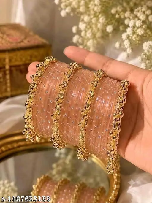 TRENDING KASHIMIRI GHUNGROO WITH NAG BANGLES (PEACH COLOR)