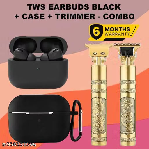 Wireless TWS Bluetooth Ear buds, High-Quality Sound, Long Battery Life, Touch Control Ear buds, Comfortable Fit, Bluetooth 5.1 Ear buds, Premium Design Combo, Perfect for Music, Calls, and Ideal for Gaming, Workout and Travel with Clipper Combo