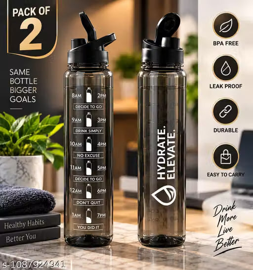 Classic Travel Friendly Water Bottle with time mekar for Gym Office Outdoor