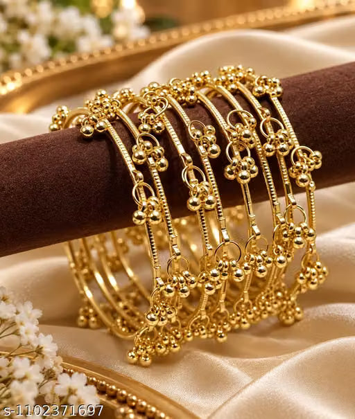 8 Bangles Set |Traditional Gold Finish Kashmiri Ghungroo Bangles Set for Women & Girls | Ethnic Jewellery