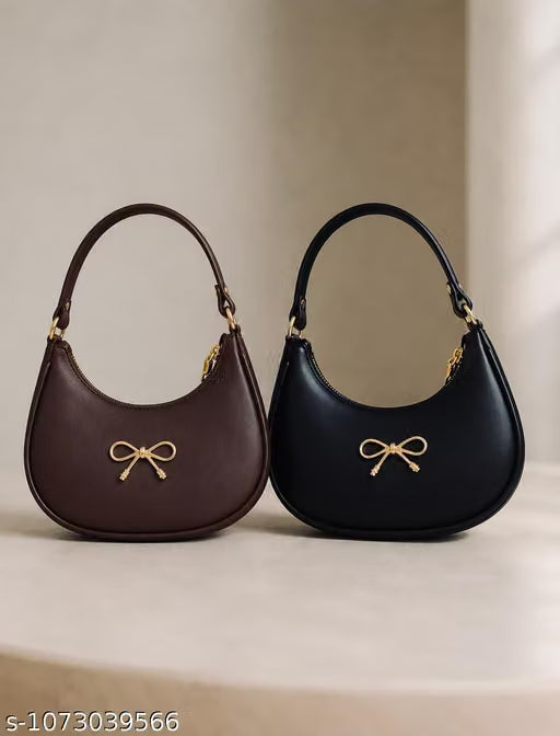 Women’s Black & Brown Sling Bag Combo for Girls – Stylish PU Leather Crossbody Shoulder Bags, Compact Ladies Handbags, Adjustable Strap Purse Set for Daily Use, Travel, Shopping, Office & Party