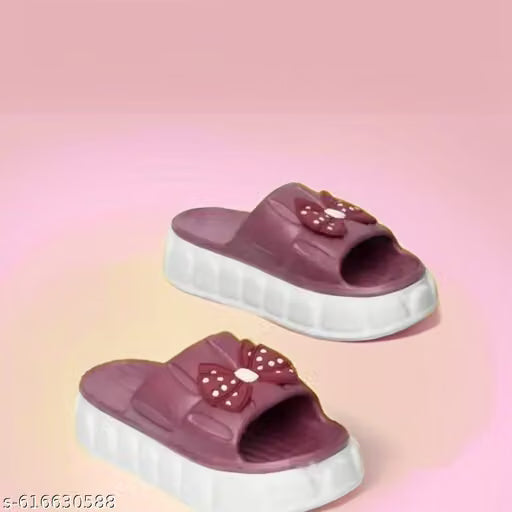 Adorable Bow Design Slide Slippers for Girls | Anti-Skid Soft Sole | Stylish & Comfy Home Wear