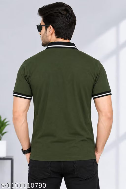Men's Premium Olive Green Polo T-Shirt | Regular Fit Half Sleeve Casual T-Shirt