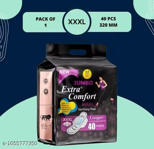 Jumbo Extra XXXL 320mm Soft Thin Dry Net Sanitary Napkin Pad With Wing For Women, Girl Jumbo pack of 40 Pads