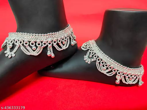 Trendy Flexible Silver Payal Sterling Silver Traditional Indian Classical Anklet leg Chain with Ghungroo Fancy Design Heavy Kolusu Payal Painjan for Women And Girls|Pack of 1)